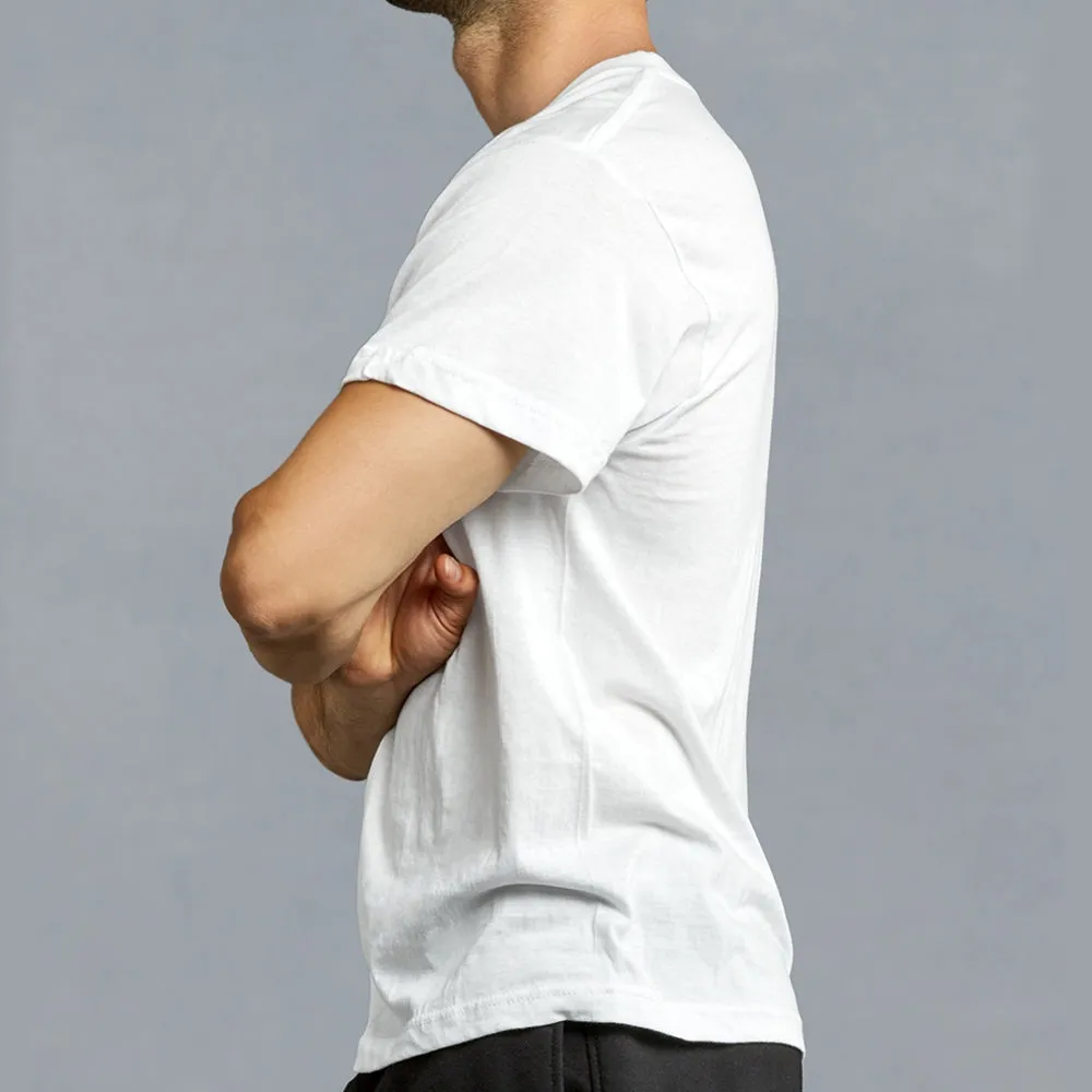 3 Mens White V-Neck T-Shirt 100% Cotton Undershirt Comfort Soft Tee Tagless Sz M