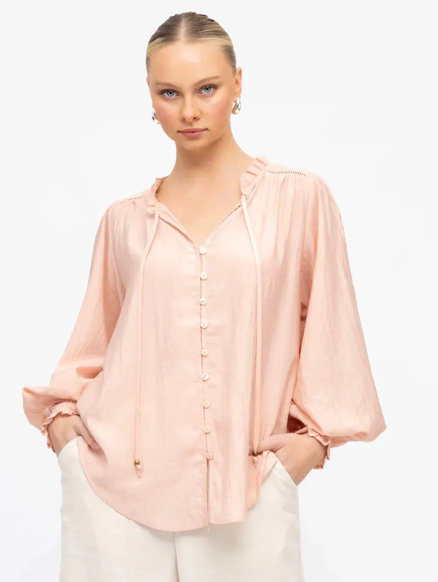 Alice Peasant Top - Pink