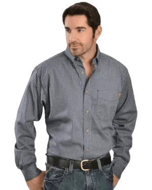 Ariat Flame Resistant Blue Plaid Twill Work Shirt