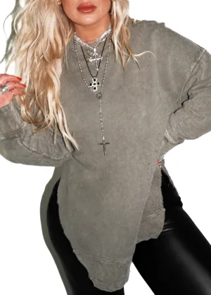 FEEL GOOD SIDE SLIT SWEATSHIRT