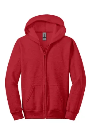 Gildan Youth Heavy Blend Full-Zip Hooded Sweatshirt - Red