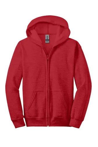 Gildan Youth Heavy Blend Full-Zip Hooded Sweatshirt - Red