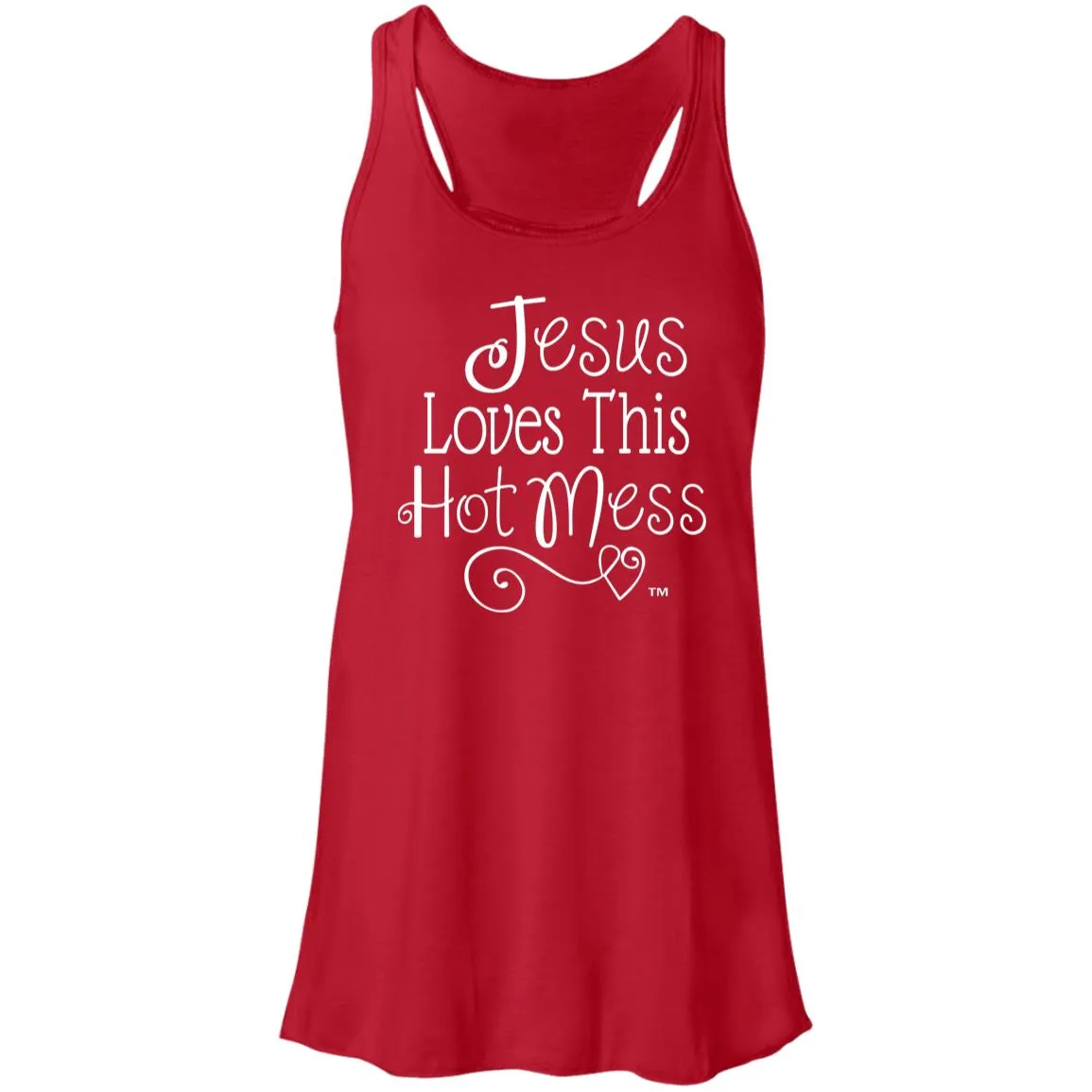Jesus Loves This Hot Mess - Mother's Day Women's Flowy Racerback Tank