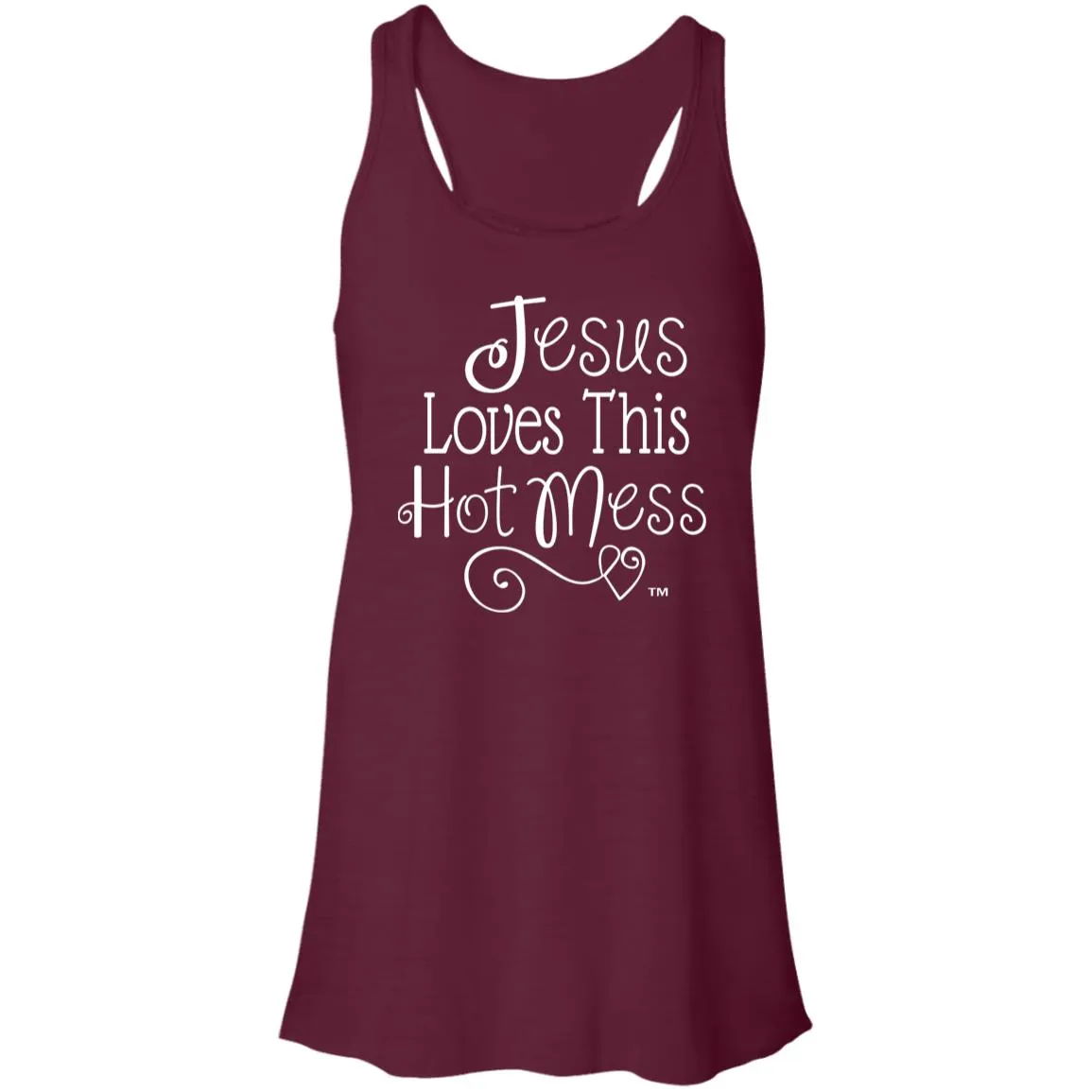 Jesus Loves This Hot Mess - Mother's Day Women's Flowy Racerback Tank
