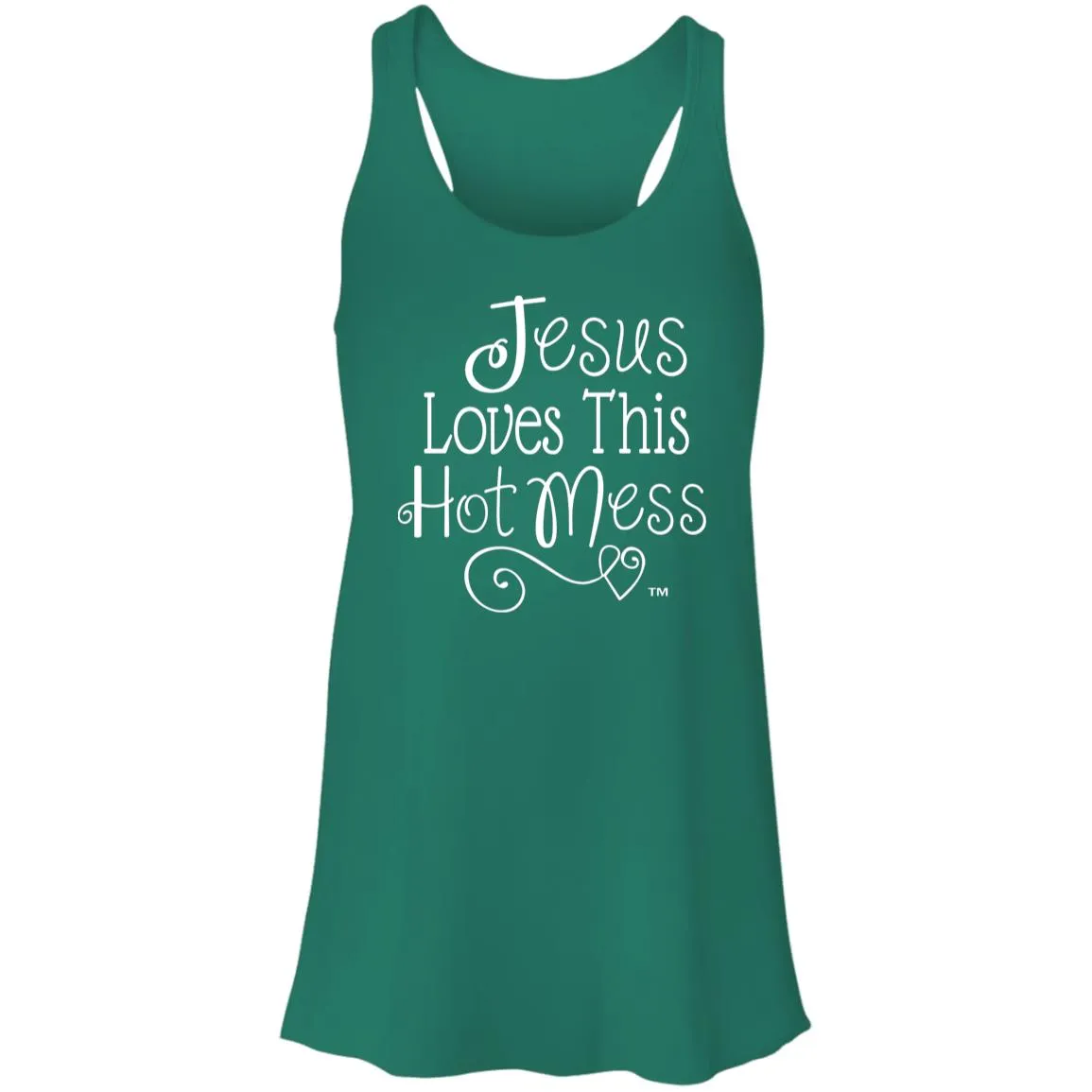 Jesus Loves This Hot Mess - Mother's Day Women's Flowy Racerback Tank
