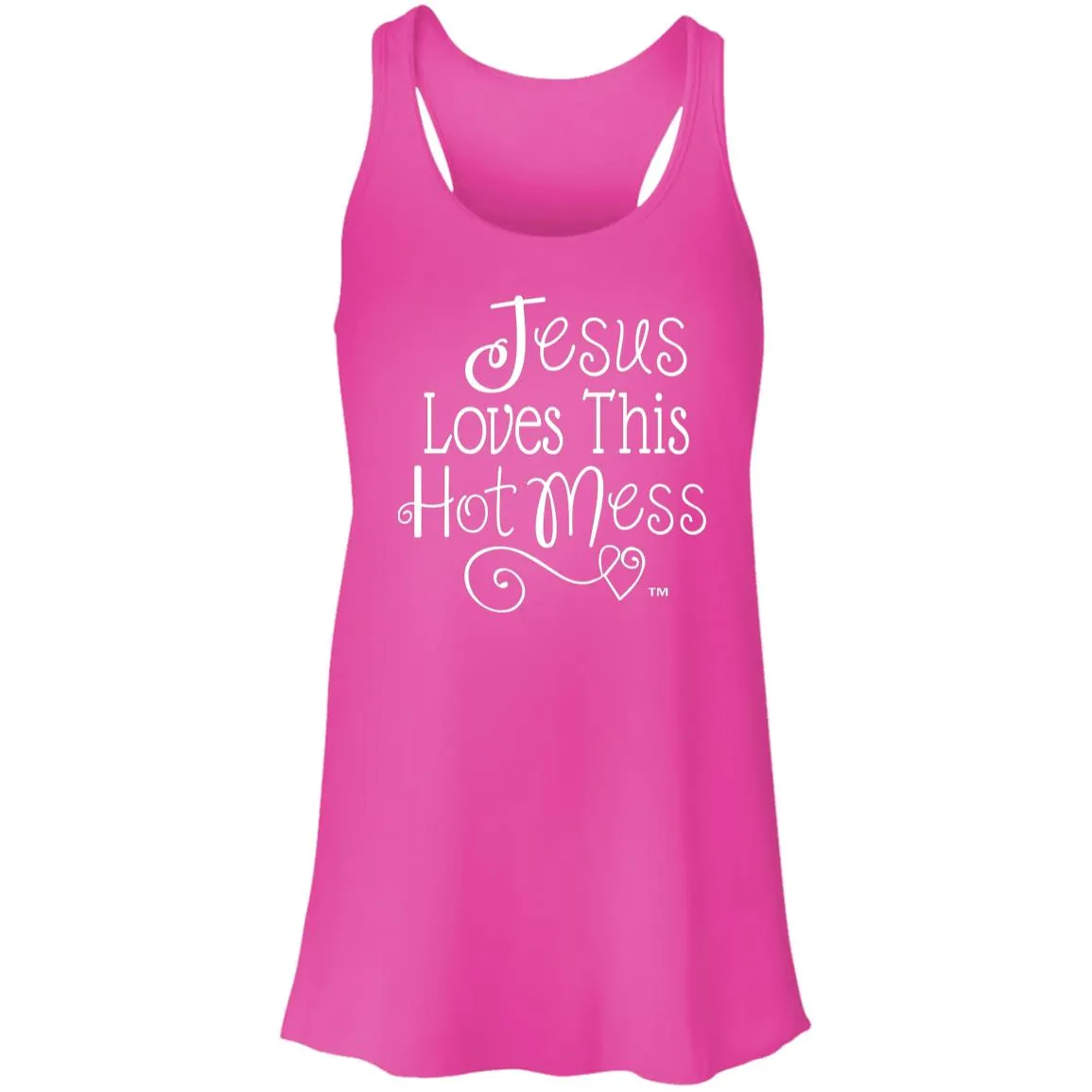 Jesus Loves This Hot Mess - Mother's Day Women's Flowy Racerback Tank
