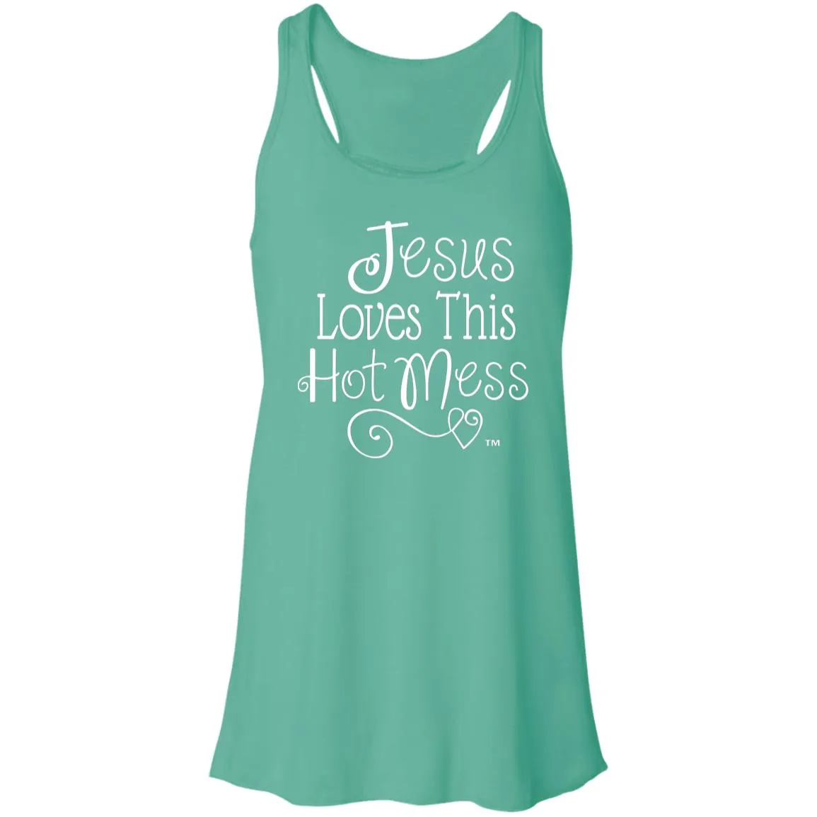 Jesus Loves This Hot Mess - Mother's Day Women's Flowy Racerback Tank