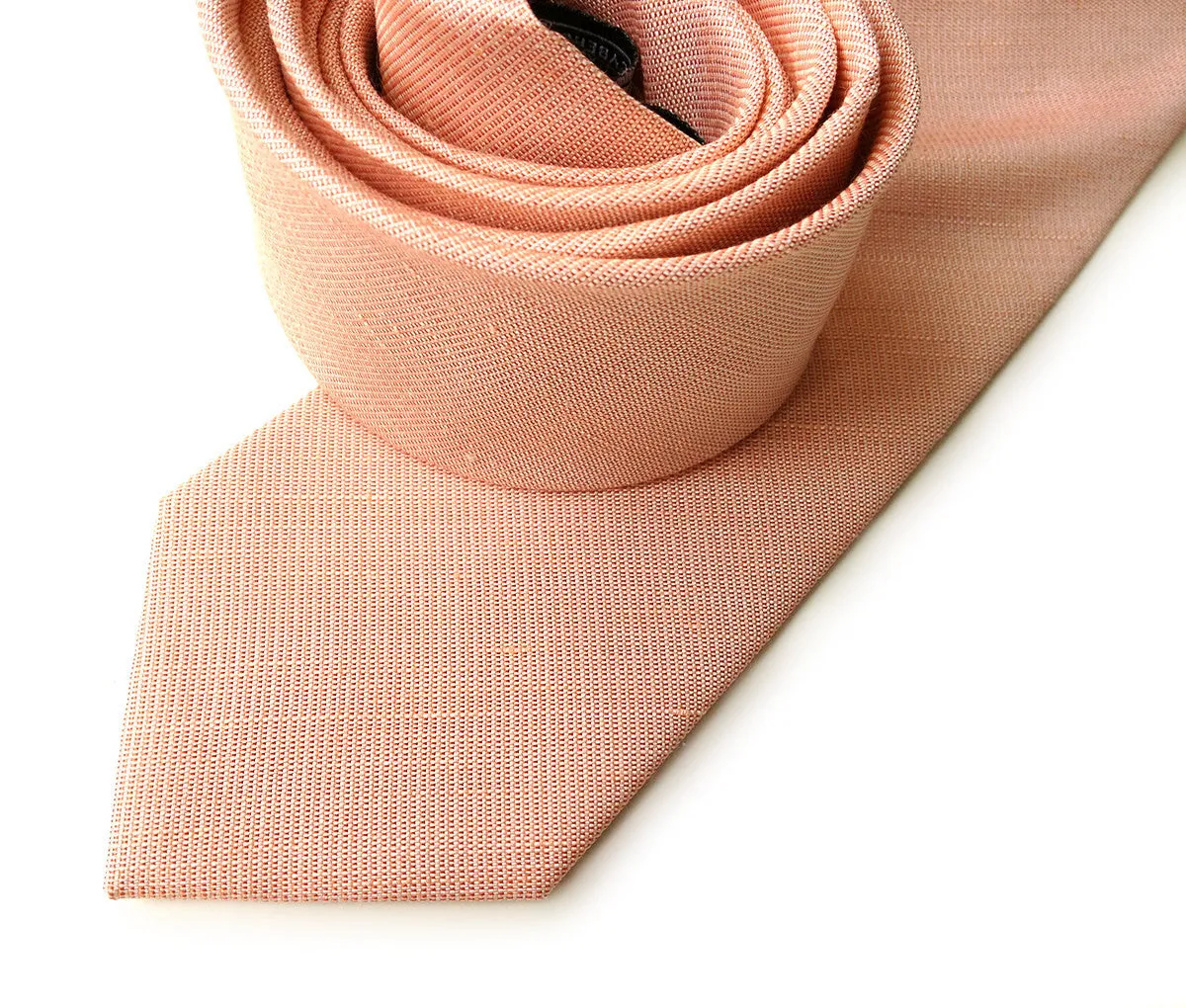 Light Coral Linen Necktie. Solid Color Salmon Tie, Sherwood