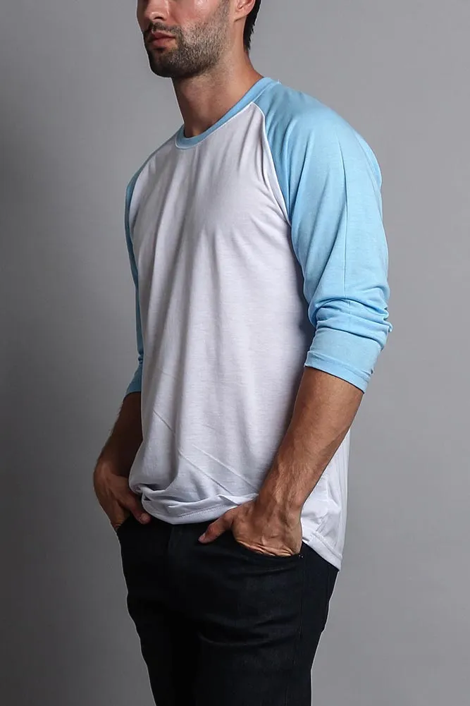 Men's Baseball T-Shirt (White/Sky Blue)