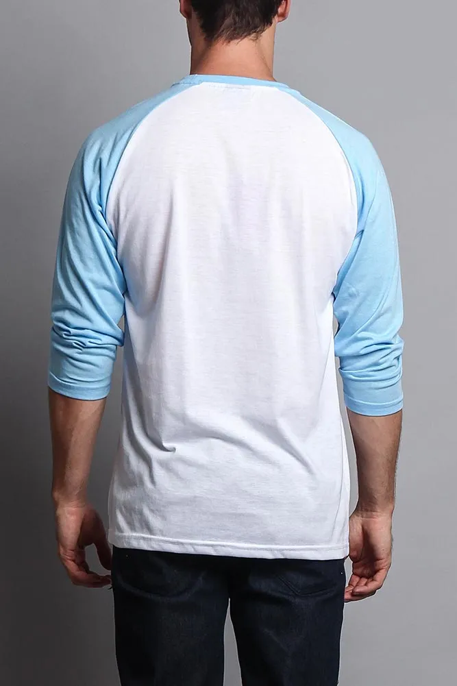 Men's Baseball T-Shirt (White/Sky Blue)