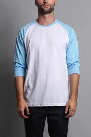 Men's Baseball T-Shirt (White/Sky Blue)