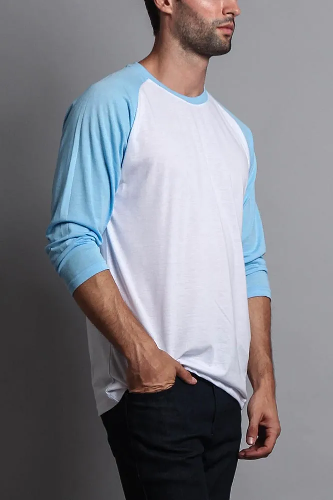 Men's Baseball T-Shirt (White/Sky Blue)