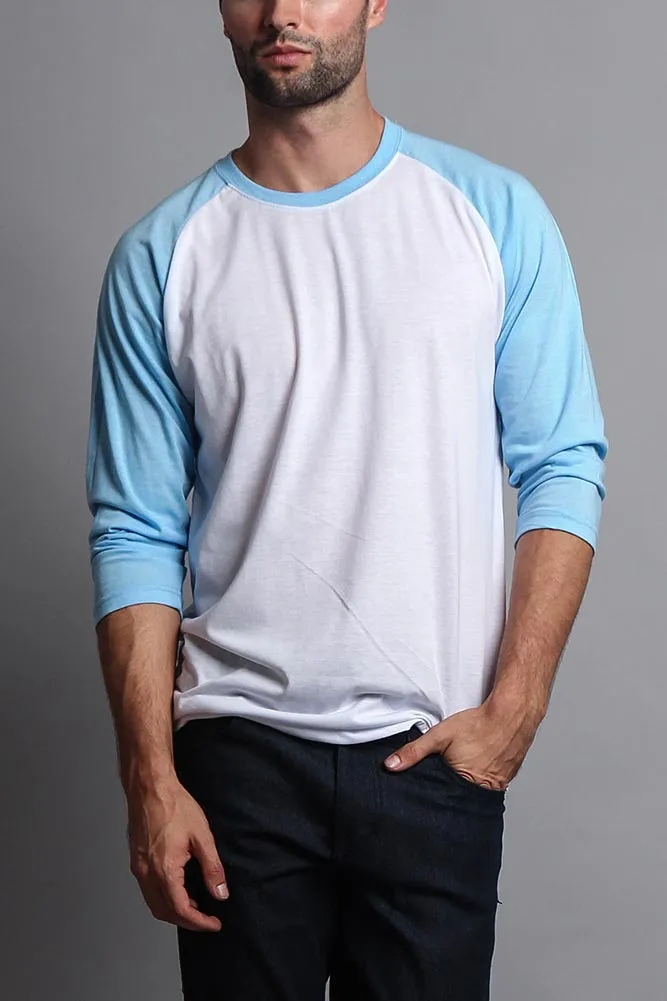 Men's Baseball T-Shirt (White/Sky Blue)