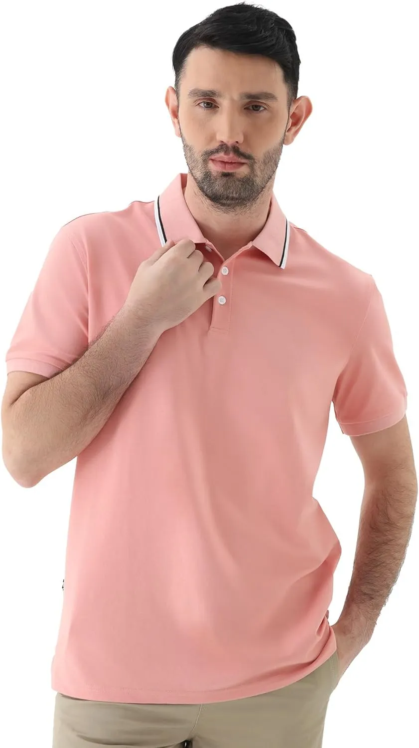 Men's Classic Button-Down Polo Shirt - Premium Cotton Pique Knit Business Casual Slim Fit