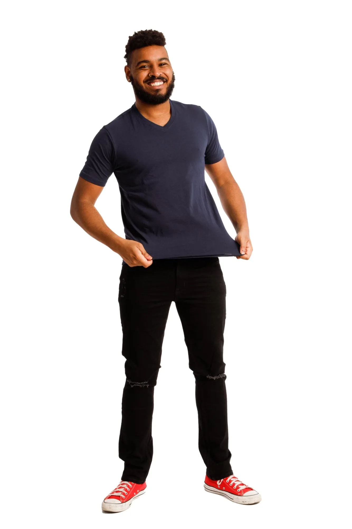 Organic V-Neck T-Shirt / Navy