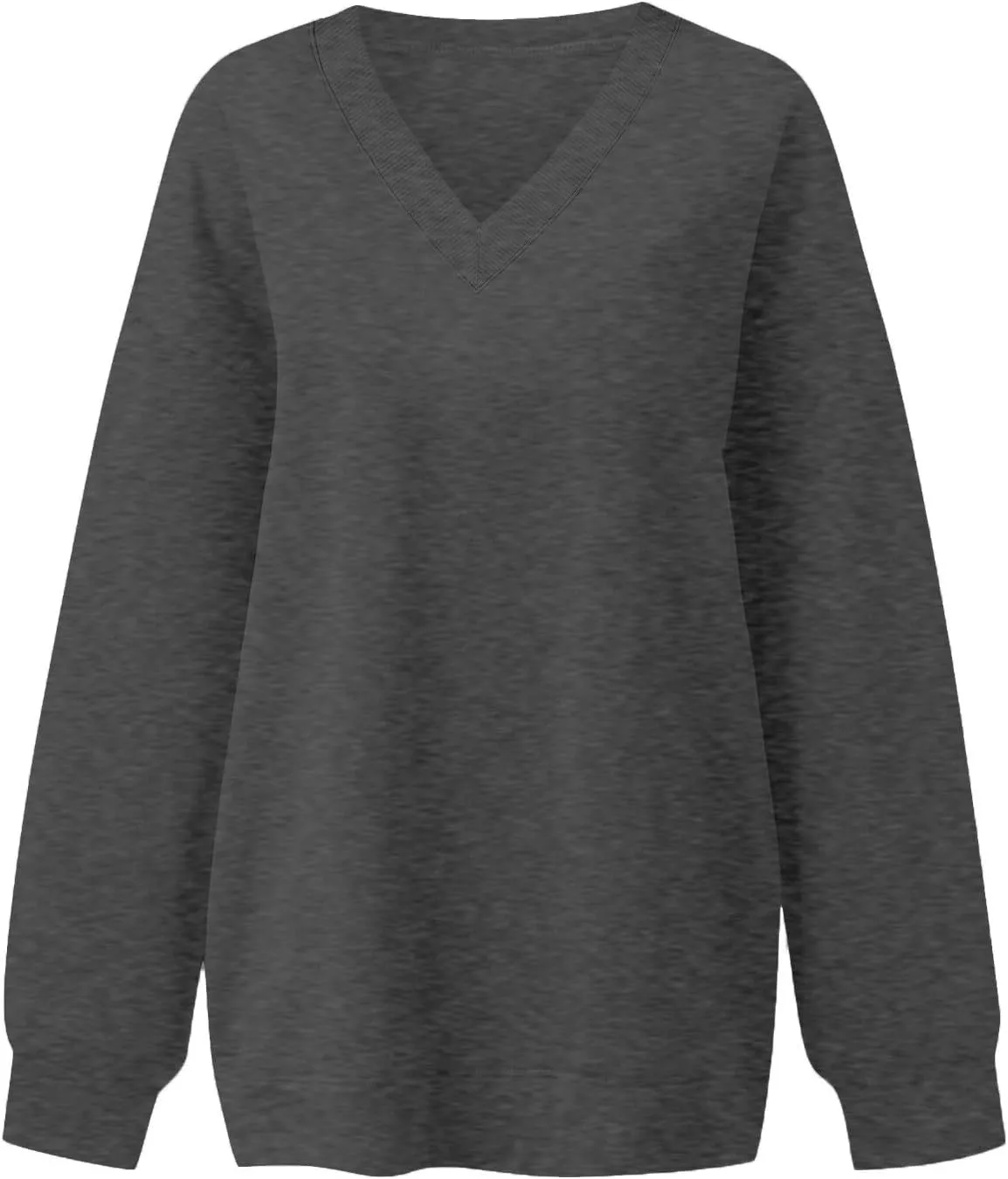 Oversized V Neck Sweatshirt Women Casual Fleece Pullover Sweaters Preppy Cute Teen Long Sleeve Sweat Shirts Y2k Tops