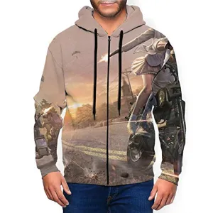 PUBG Hoodies - 3D Print Game Playerunknown's Battlegrounds Shooting Grey Zipper Jacket with Pockets