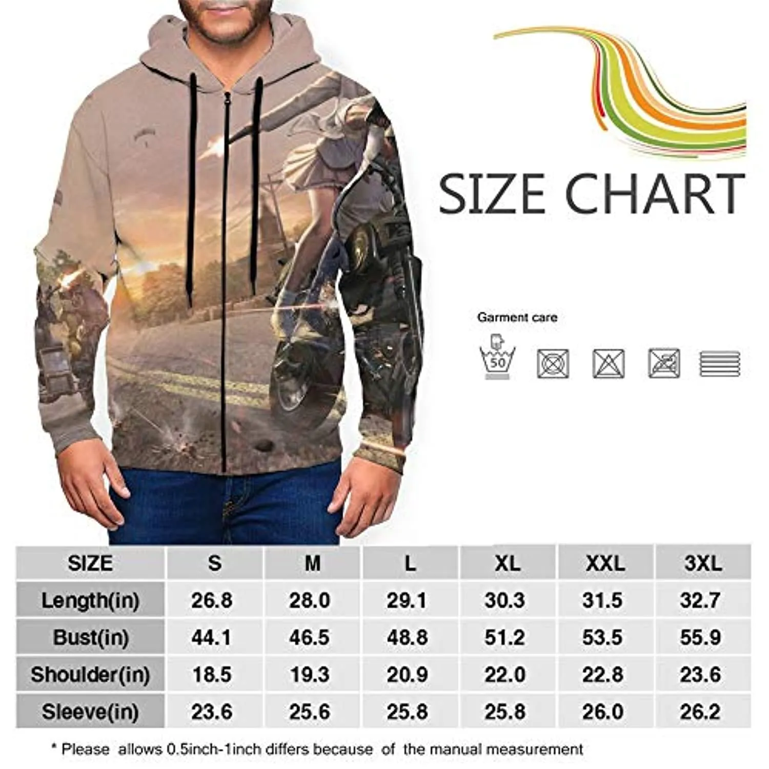 PUBG Hoodies - 3D Print Game Playerunknown's Battlegrounds Shooting Grey Zipper Jacket with Pockets