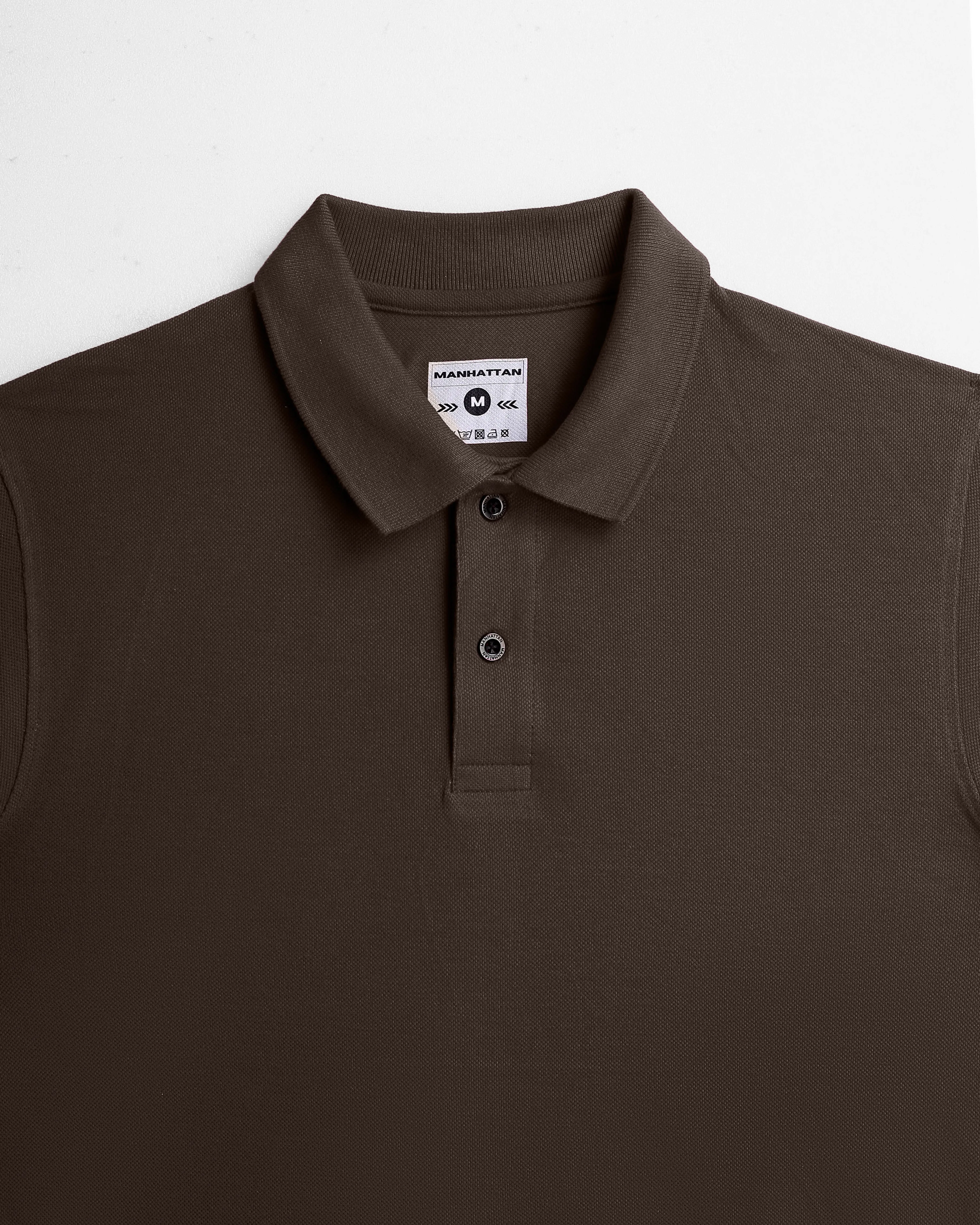 Pure Cotton Polo Plain T Shirts (Coffee Brown) Without Pocket