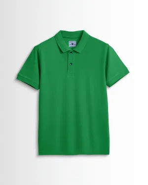 Pure Cotton Polo Plain T Shirts (Dark Green) Without Pocket