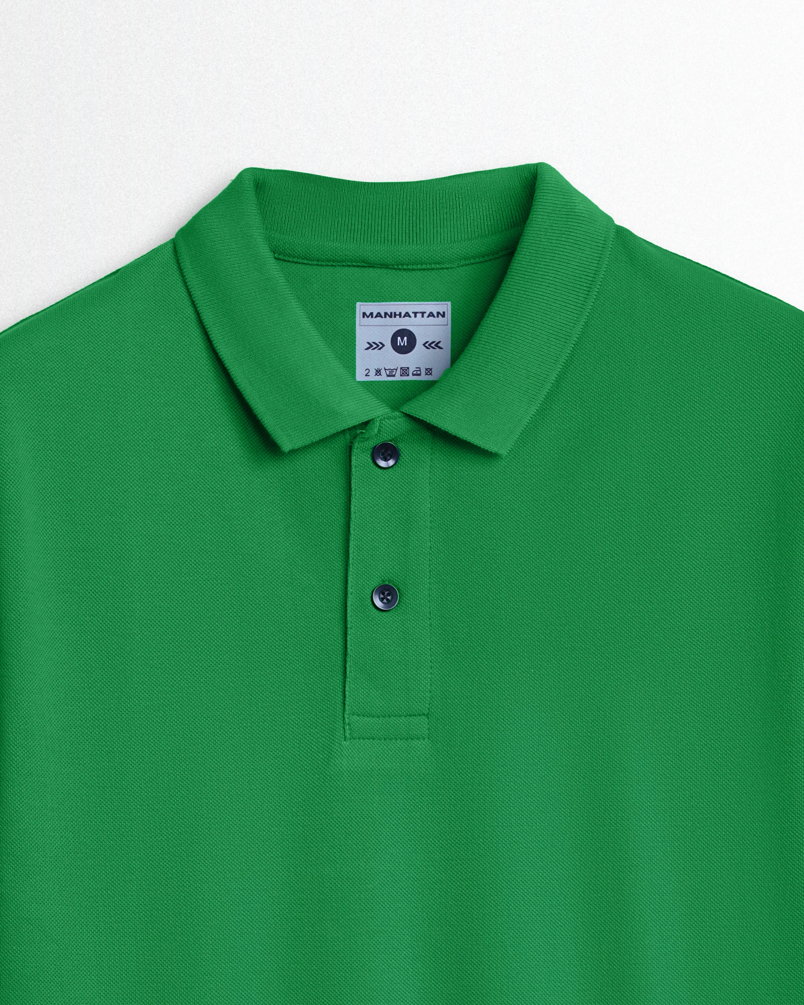 Pure Cotton Polo Plain T Shirts (Dark Green) Without Pocket