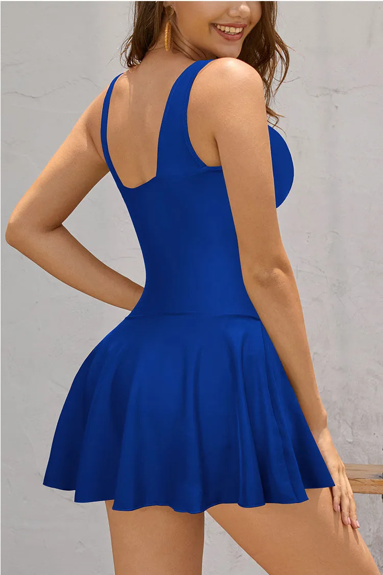 Ruched Swimsuit Retro Swim Dresses For Women