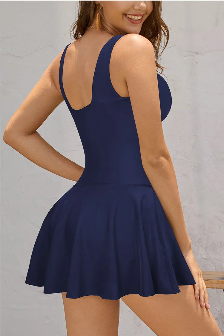 Ruched Swimsuit Retro Swim Dresses For Women