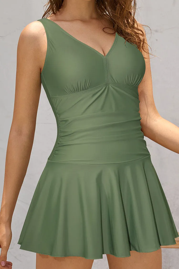Ruched Swimsuit Retro Swim Dresses For Women
