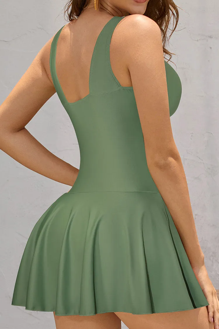 Ruched Swimsuit Retro Swim Dresses For Women