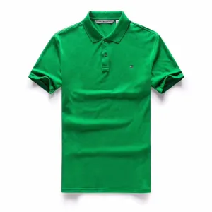 Tommy Hilfiger Crested Design Plain Green Short-Sleeve Polo