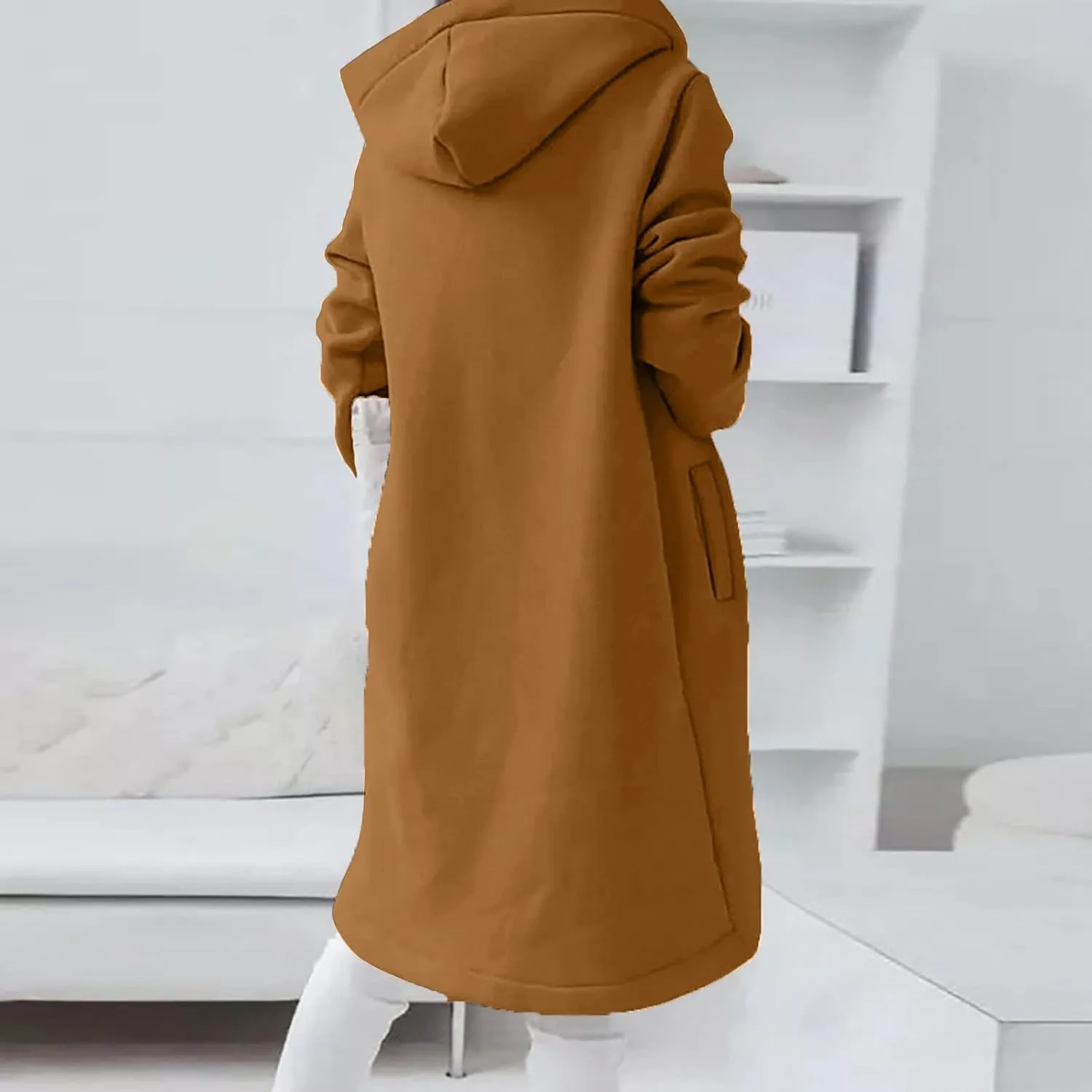 Womens Long Hoodies Long Sleeve Zip Up Solid Plain Hooded Pullover Drawstring Loose Fit Casual Fashion Fall Tops with Pocket