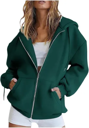 Womens Zip Up Hoodies Oversized Sweatshirts Black Zip Up Hoodie White Hoodie 2024 Winter Casual Jackets
