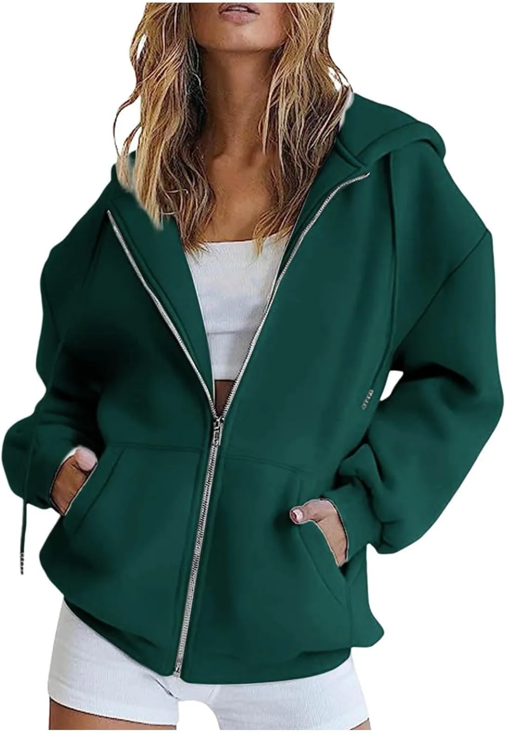 Womens Zip Up Hoodies Oversized Sweatshirts Black Zip Up Hoodie White Hoodie 2024 Winter Casual Jackets