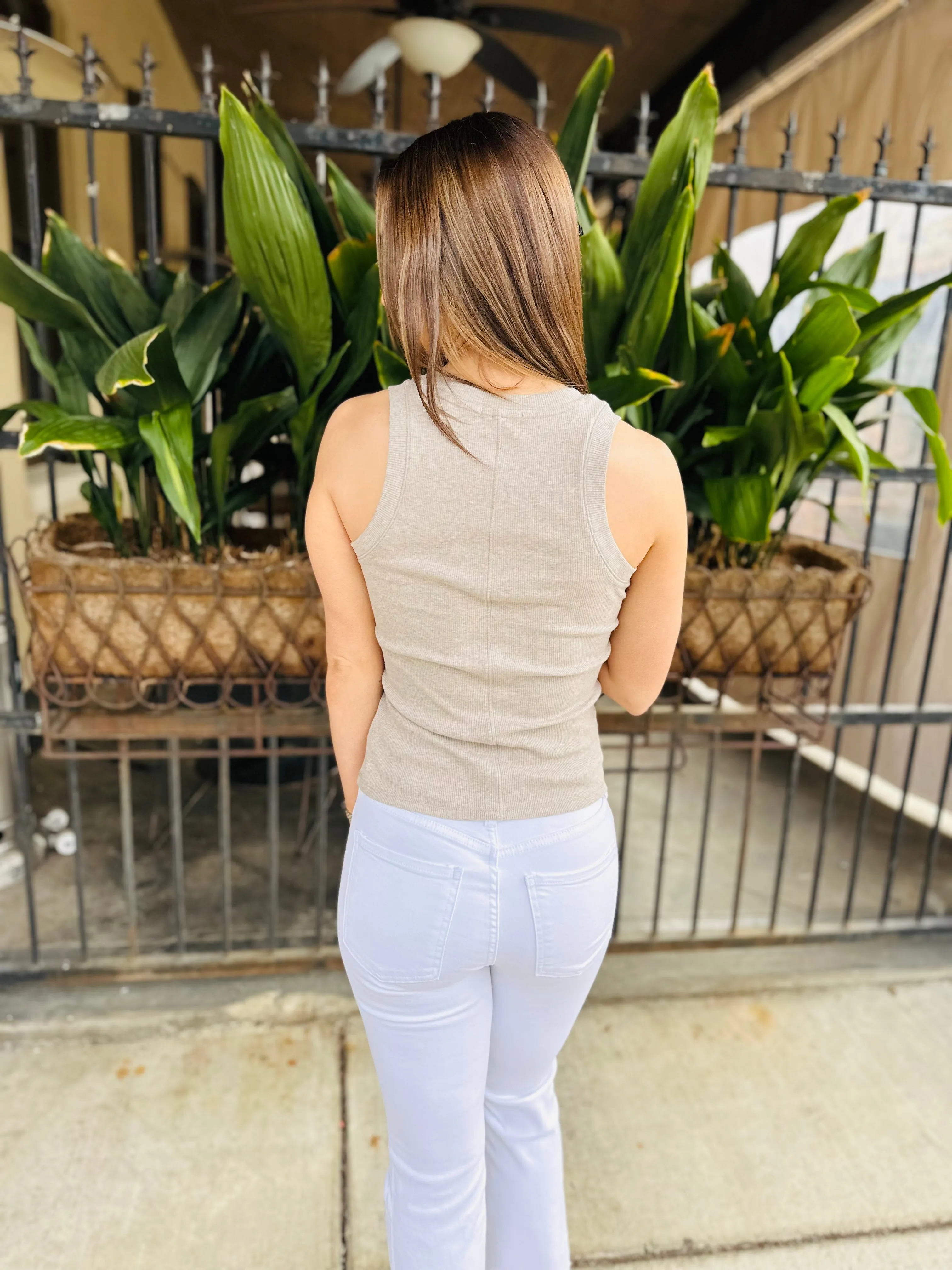 Z Supply Sirena Ribbed Tank- Heather Taupe